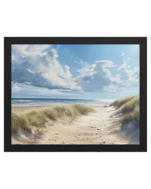 Footprints in Norfolk Sand: Traditional Seaside Oil Painting (Framed Print)