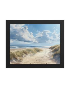 Footprints in Norfolk Sand: Traditional Seaside Oil Painting (Framed Print)